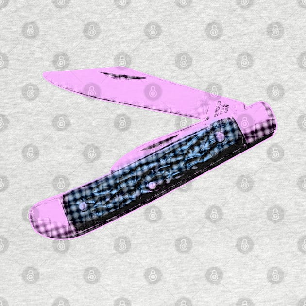 Pocket Knife in Retro Pink and Blue by callingtomorrow